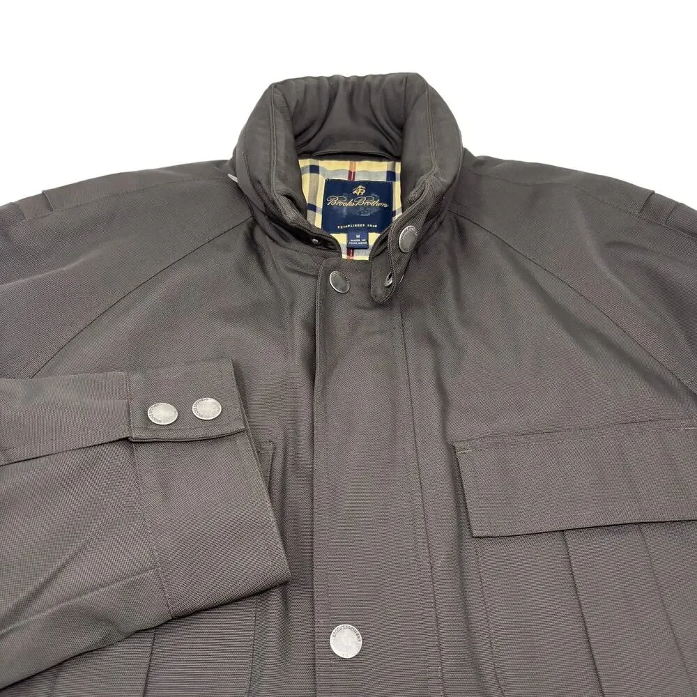 Brooks Brothers Medium Brown 4 Flap Pocket Hooded Weather Resistant Field Jacket